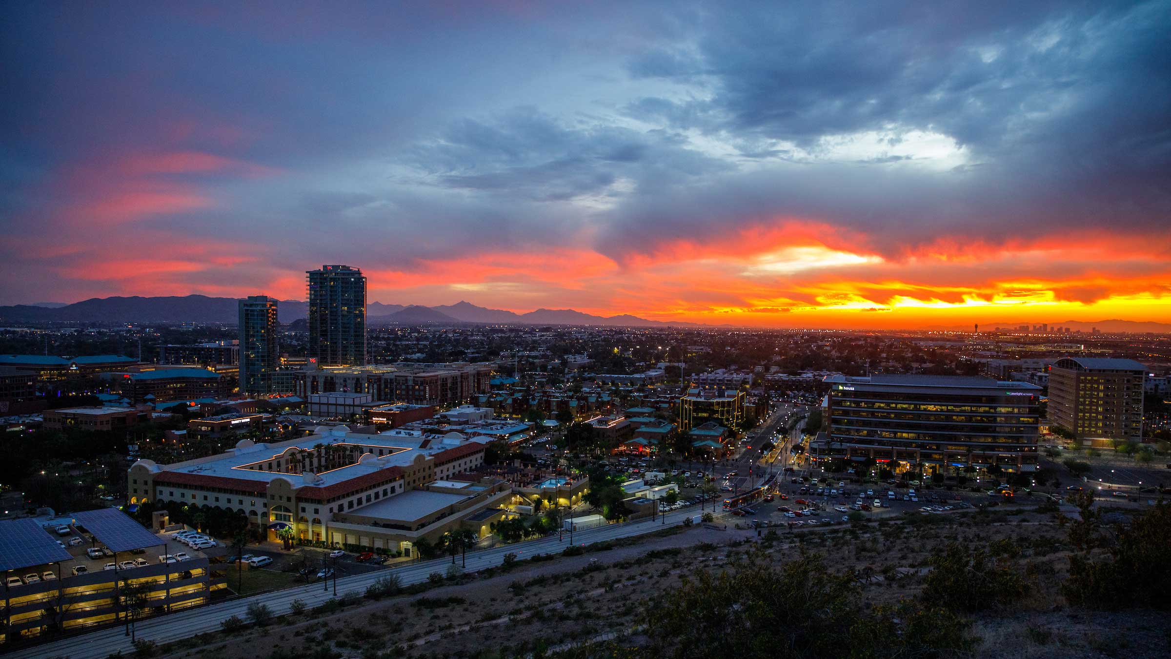 ASU campus seen at sunset from "A Mountain"